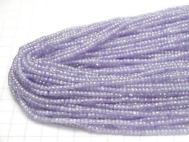 [Video] High Quality! Cubic Zirconia AAA Faceted Button Roundel 3x3x2mm [Lavender Blue] 1strand beads (aprx.15inch / 36cm)
