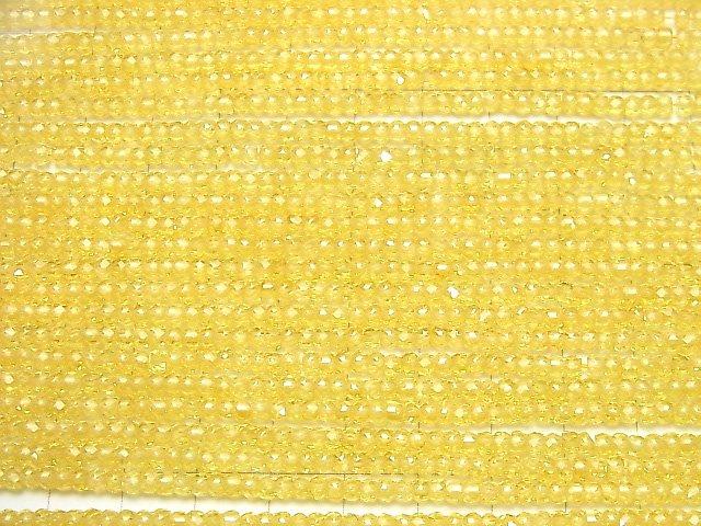 [Video] High Quality! Cubic Zirconia AAA Faceted Button Roundel 3x3x2mm [Yellow] 1strand beads (aprx.15inch / 36cm)