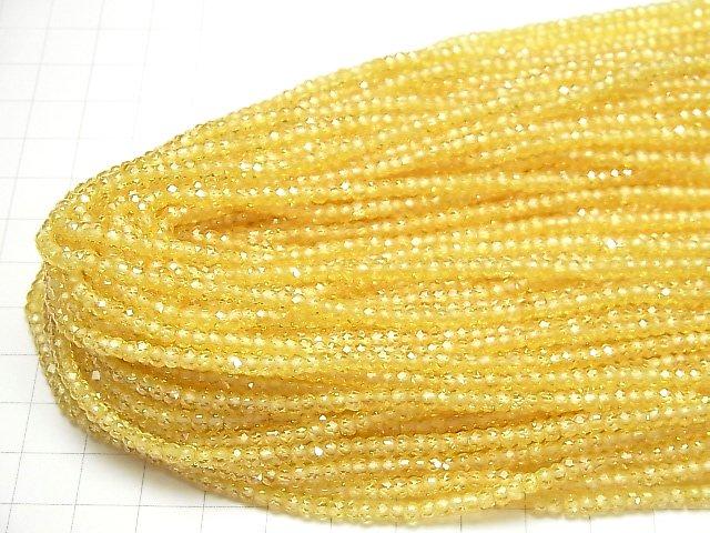 [Video] High Quality! Cubic Zirconia AAA Faceted Button Roundel 3x3x2mm [Yellow] 1strand beads (aprx.15inch / 36cm)