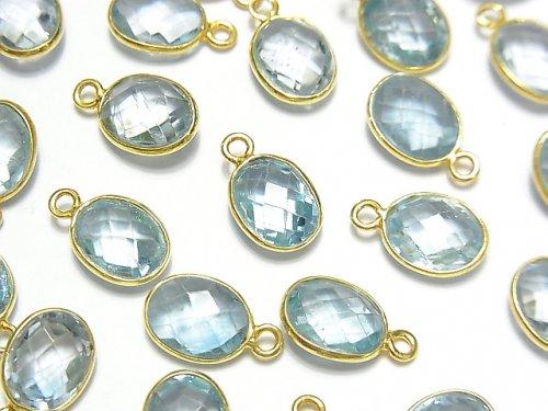 [Video] High Quality Sky Blue Topaz AAA- Bezel Setting Faceted Oval 9x7mm 18KGP 4pcs