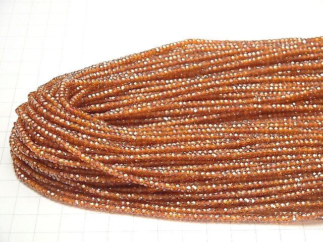 [Video] High Quality! Cubic Zirconia AAA Faceted Button Roundel 3x3x2mm [Dark Orange] 1strand beads (aprx.15inch / 36cm)