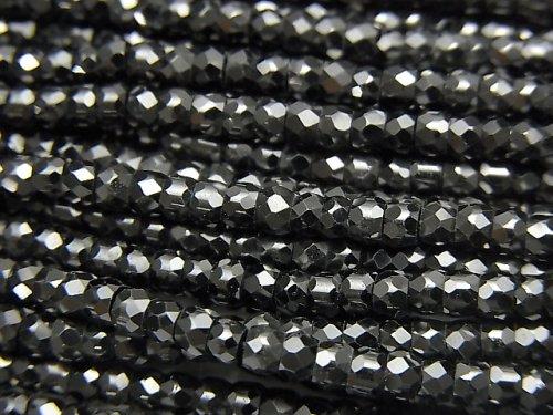 [Video] High Quality! Cubic Zirconia AAA Faceted Button Roundel 3x3x2mm [Black] 1strand beads (aprx.15inch / 36cm)