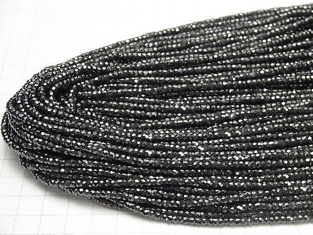 [Video] High Quality! Cubic Zirconia AAA Faceted Button Roundel 3x3x2mm [Black] 1strand beads (aprx.15inch / 36cm)