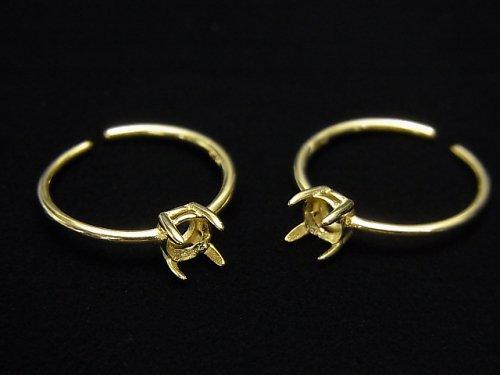 [Video] Silver925 Ring empty frame (Claw Clasp) Round Faceted 4mm 18KGP Free Size 1pc