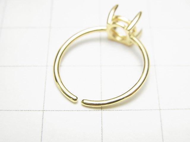 [Video] Silver925 Ring empty frame (Claw Clasp) Round Faceted 6mm 18KGP Free Size 1pc