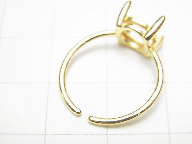 [Video] Silver925 Ring empty frame (Claw Clasp) Round Faceted 8mm 18KGP Free Size 1pc
