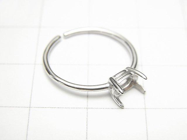 [Video] Silver925 Ring empty frame (Claw Clasp) Sideways Oval Faceted 6x4mm Rhodium Plated Free Size 1pc