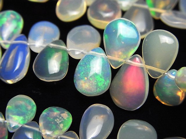 [Video]High Quality Ethiopia Precious Opal AAA- Pear shape (Smooth) half or 1strand beads (aprx.7inch/18cm)