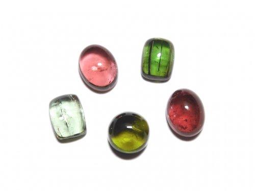 [Video] [One of a kind] High Quality Multicolor Tourmaline AAA Cabochon 5pcs Set NO.287