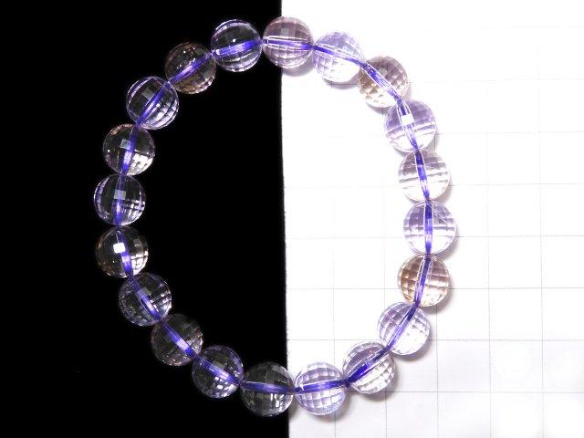 [Video] [One of a kind] High Quality Ametrine AAA- Mirror Faceted Round 9mm Bracelet NO.115