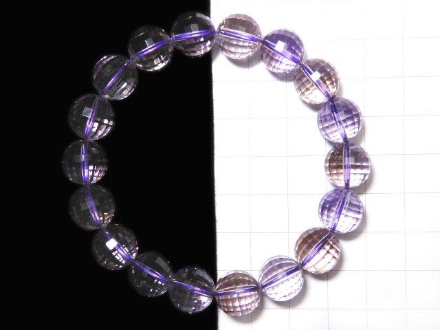 [Video] [One of a kind] High Quality Ametrine AAA- Mirror Faceted Round 10.5mm Bracelet NO.116