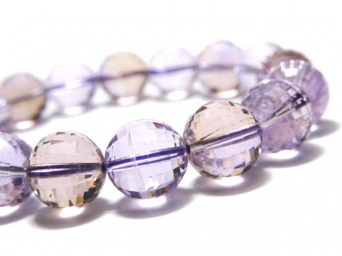 [Video] [One of a kind] High Quality Ametrine AAA- Mirror Faceted Round 11mm Bracelet NO.118