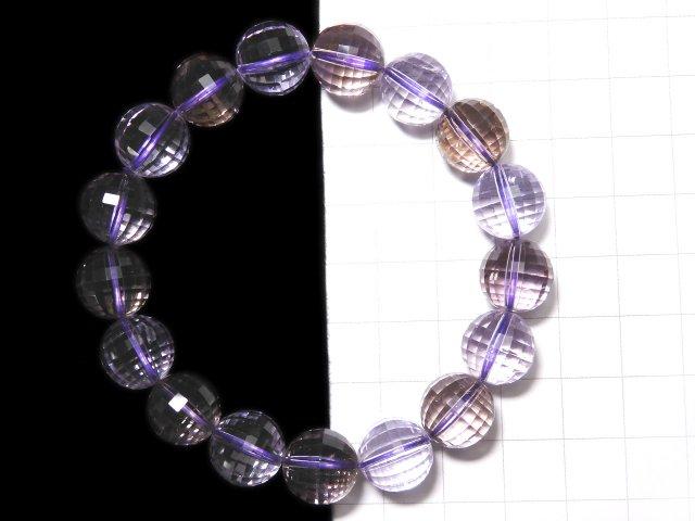 [Video] [One of a kind] High Quality Ametrine AAA- Mirror Faceted Round 11mm Bracelet NO.118