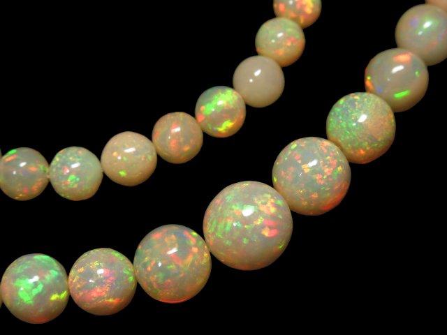 [Video] [One of a kind] Top Quality Precious Opal AAAAA Round 5-9mm Size Gradation 1strand beads (aprx.17inch / 41cm) NO.5