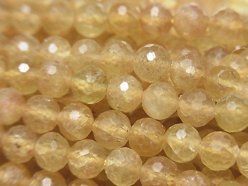 [Video] High Quality! Yellow Apatite AA Faceted Round 6mm 1strand beads (aprx.15inch / 37cm)