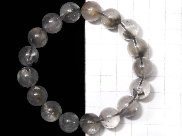 [Video] [One of a kind] Platinum Rutilated Quartz AAA- Round 12mm Bracelet NO.35