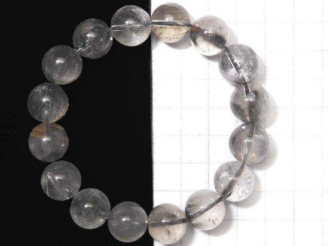 [Video] [One of a kind] Platinum Rutilated Quartz AAA- Round 13mm Bracelet NO.36