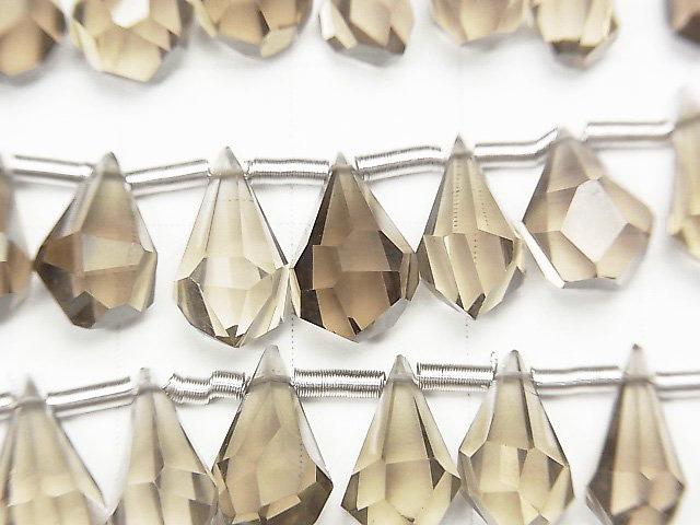 [Video] High Quality Smoky Quartz AAA Rough Drop Faceted Briolette half or 1strand beads (aprx.6inch / 16cm)