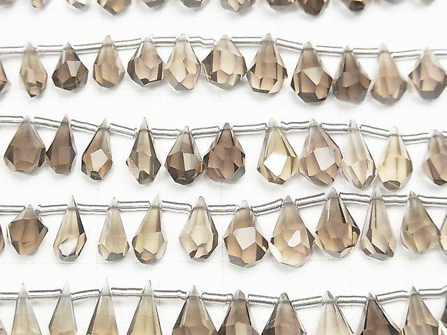 [Video] High Quality Smoky Quartz AAA Rough Drop Faceted Briolette half or 1strand beads (aprx.6inch / 16cm)