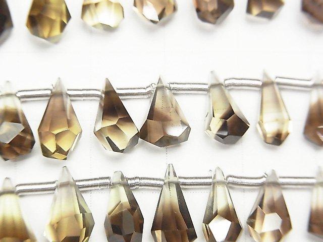 [Video] High Quality Lemon x Smoky Quartz AAA Rough Drop Faceted Briolette half or 1strand beads (aprx.6inch / 16cm)