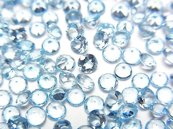 [Video]High Quality Swiss Blue Topaz AAA Loose stone Round Faceted 3x3mm 10pcs