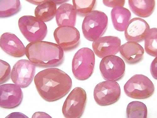 [Video] High Quality Ruby AAA Undrilled Free Form Single Sided Rose Cut 5pcs