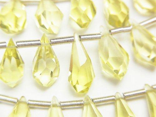 [Video] High Quality Lemon Quartz AAA Rough Drop Faceted Briolette half or 1strand beads (aprx.6inch / 16cm)