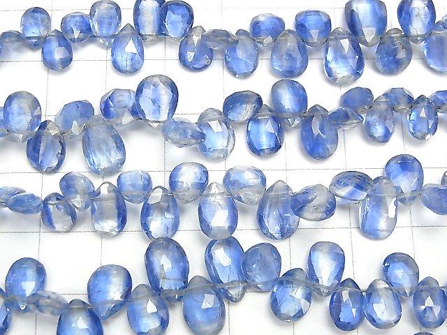[Video] High Quality Kyanite AA++ Pear shape Faceted Briolette half or 1strand beads (aprx.7inch / 18cm)