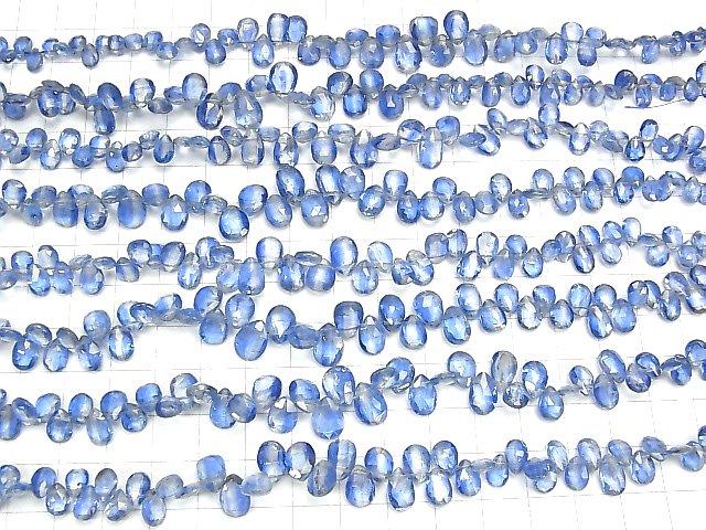 [Video] High Quality Kyanite AA++ Pear shape Faceted Briolette half or 1strand beads (aprx.7inch / 18cm)