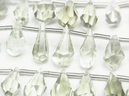 [Video] High Quality Green Amethyst AAA Rough Drop Faceted Briolette half or 1strand beads (aprx.6inch / 16cm)