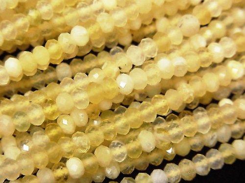 [Video] High Quality! Yellow Opal AA++ Faceted Button Roundel 3.5x3.5x2mm 1strand beads (aprx.15inch / 38cm)