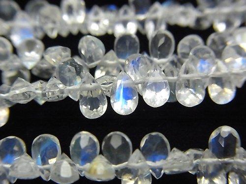 [Video] High Quality Rainbow Moonstone AAA Pear shape Faceted half or 1strand beads (aprx.7inch / 19cm)