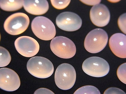 [Video] High Quality Pink Chalcedony AAA Oval Cabochon 8x6mm 10pcs