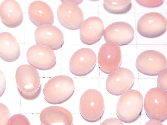 [Video] High Quality Pink Chalcedony AAA Oval Cabochon 8x6mm 10pcs