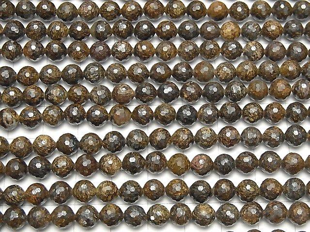 [Video] High Quality! Bronzite 128Faceted Round 6mm 1strand beads (aprx.15inch / 37cm)