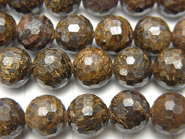 [Video] High Quality! Bronzite 128Faceted Round 8mm 1strand beads (aprx.15inch / 37cm)
