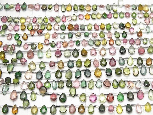 [Video] High Quality Tourmaline AAA- Pear shape (Smooth) half or 1strand beads (aprx.7inch / 18cm)