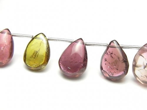 [Video][One of a kind] High Quality Multicolor Tourmaline AAA- Pear shape (Smooth) 1strand beads (aprx.7inch/18cm)