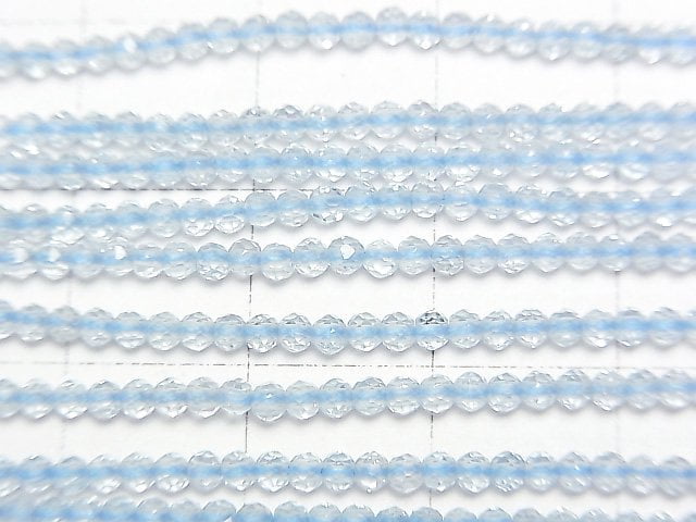 [Video]High Quality! Sky Blue Topaz AAA- Round cut 2mm 1strand (aprx.12inch/30cm)