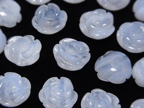 [Video] Blue Lace Agate Rose AAA 10mm [Half Drilled Hole ] 2pcs