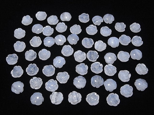 [Video] Blue Lace Agate Rose AAA 10mm [Half Drilled Hole ] 2pcs