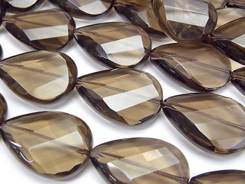 [Video]Smoky Quartz AAA Twist Faceted Pear Shape 28x20mm 1/4-1strand beads (aprx.13inch/33cm)