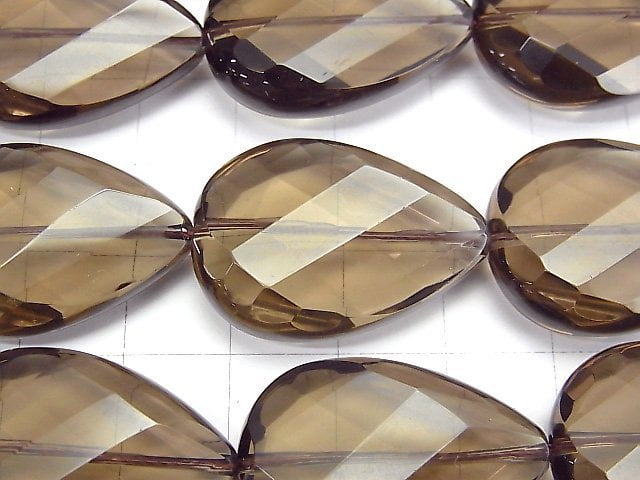 [Video]Smoky Quartz AAA Twist Faceted Pear Shape 28x20mm 1/4-1strand beads (aprx.13inch/33cm)
