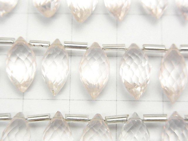 [Video] High Quality Rose Quartz AAA- Marquise Rice Faceted Briolette 1strand beads (aprx.5inch / 13cm)
