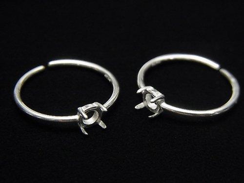 [Video] Silver925 Ring empty frame (claw clasp) Round 4mm No coating Free size 1pc