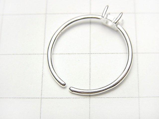 [Video] Silver925 Ring empty frame (claw clasp) Round 4mm No coating Free size 1pc
