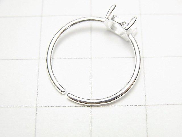 [Video] Silver925 Ring empty frame (claw clasp) Round 6mm No coating Free size 1pc