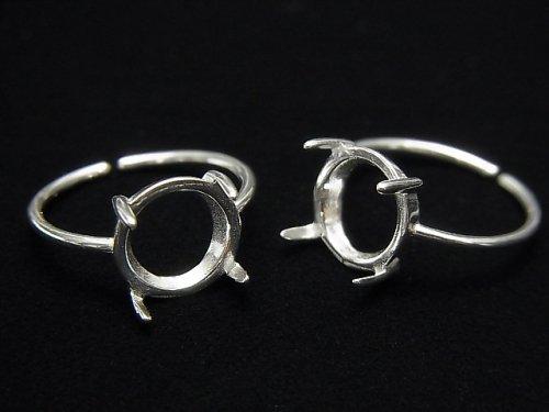 [Video] Silver925 Ring empty frame (claw clasp) Round 10mm No coating Free size 1pc