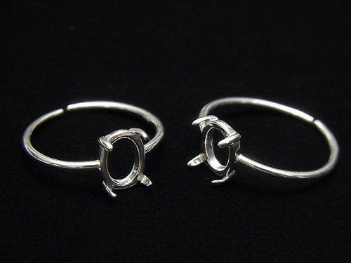 [Video] Silver925 Ring empty frame (claw clasp) Oval 8x6mm No coating Free size 1pc