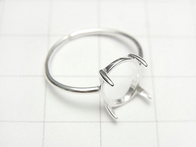 [Video]Silver925 Ring Empty Frame (Claw Clip) Oval 10x8mm No coating Free Size 1pc